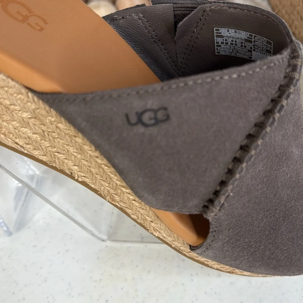 UGG Taia Wedge Slide Sandals - Suede (For Women) Color Mollasses Sz 8